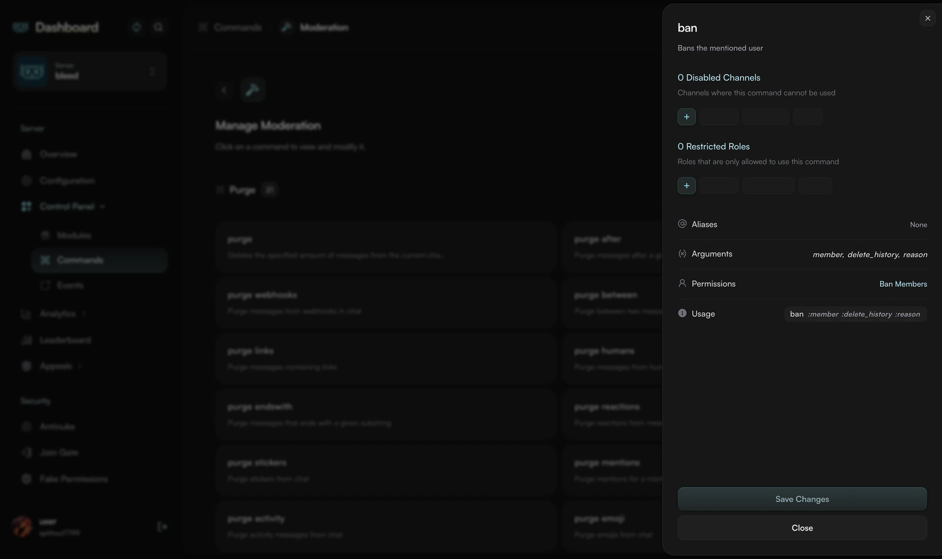 dashboard sidebar