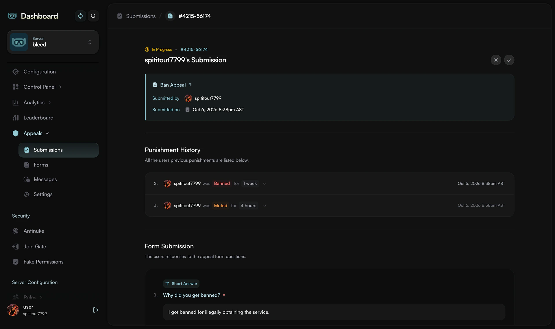 dashboard submission