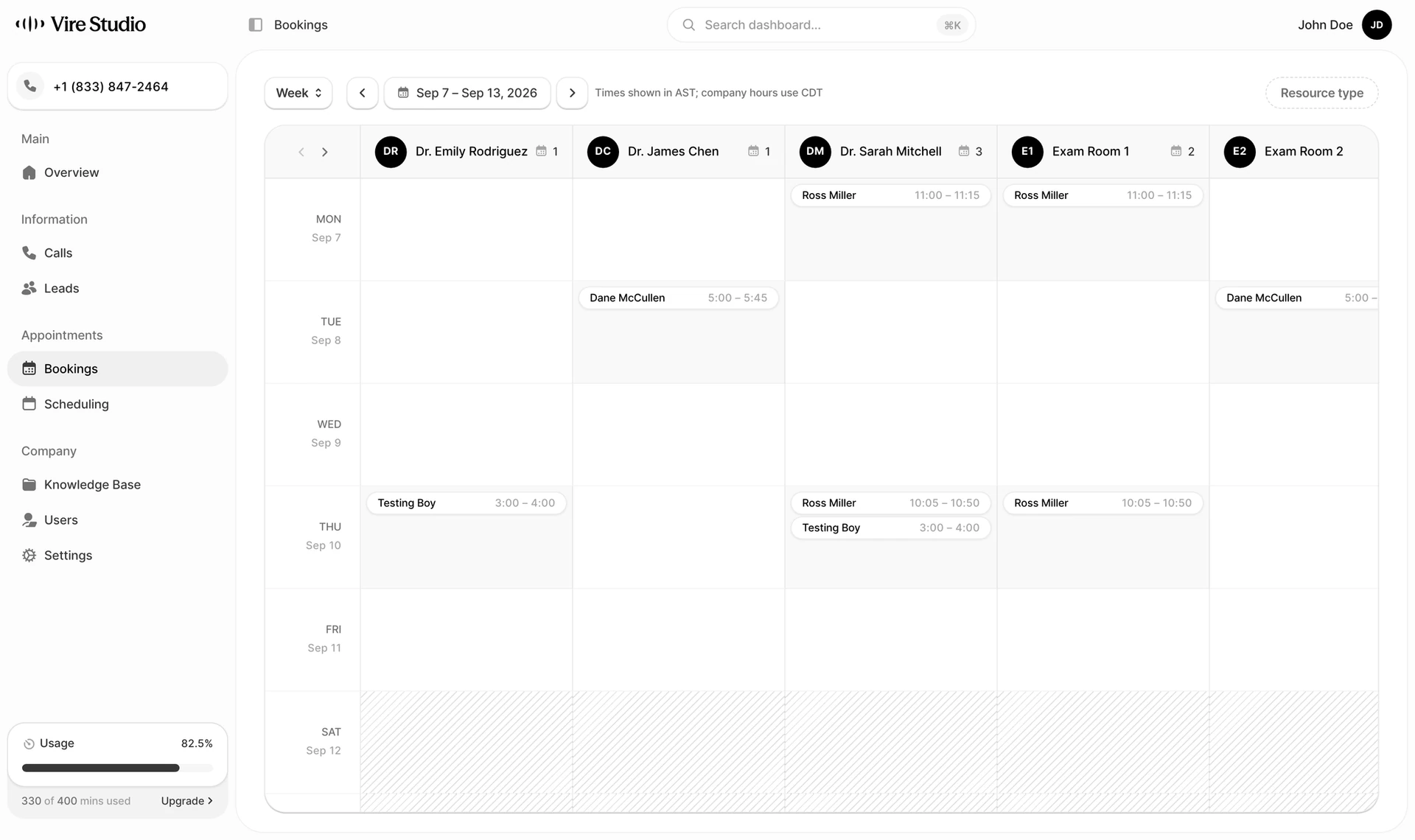 Vire Studio calendar